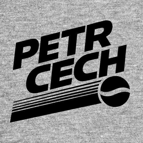 Petr Cech Logo Men's Hoodie – grey close-up detail shot of the Petr Cech Players Couture logo design