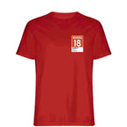 Peyton Manning 18 t-shirt – red men's t-shirt featuring the Peyton Manning 18 Players Couture logo