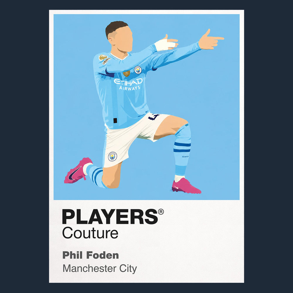 Phil Foden Manchester City navy Icon Frame artwork detail