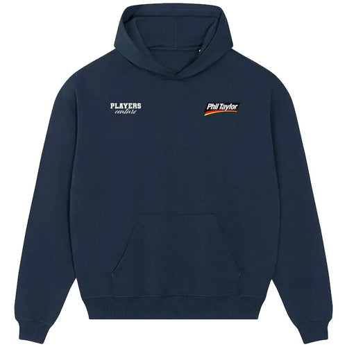 Phil Taylor hoodie – navy men's hoodie featuring the Phil Taylor Players Couture logo