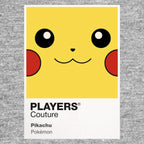 Pikachu Colour Frame Men's T-Shirt – grey close-up detail shot of the Pikachu Colour Players Couture logo design
