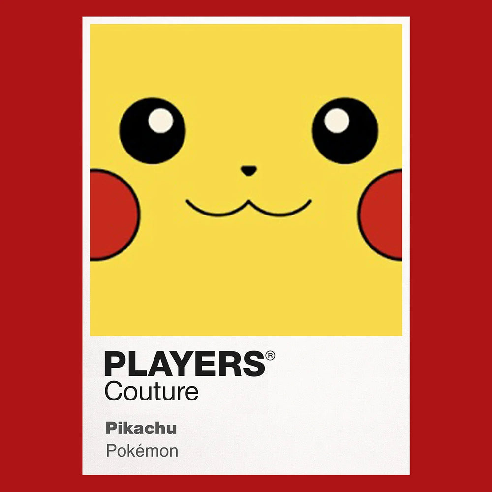 Pikachu Colour Frame Men's T-Shirt – red close-up detail shot of the Pikachu Colour Players Couture logo design