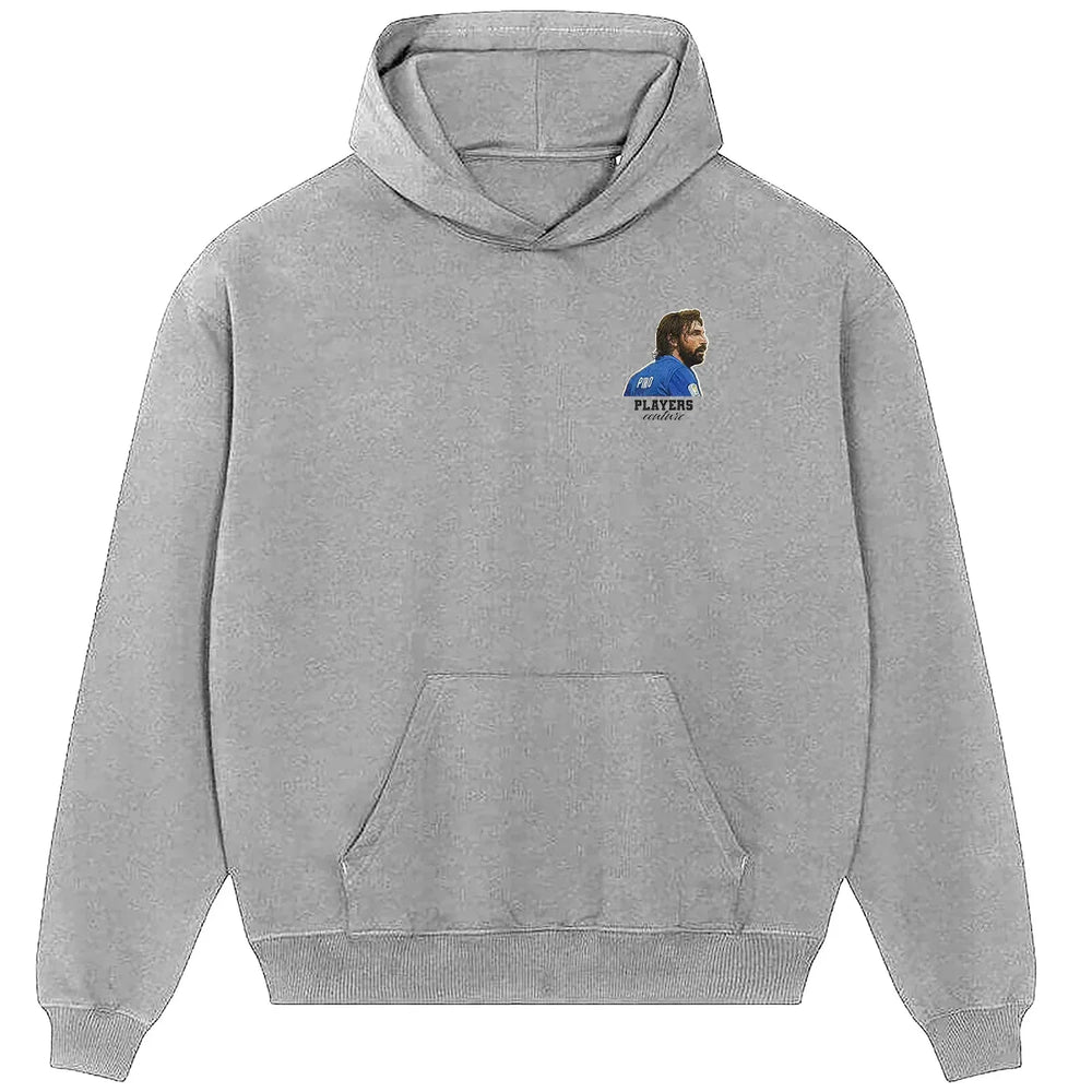 Andrea Pirlo hoodie – grey men's hoodie featuring the Andrea Pirlo Players Couture logo