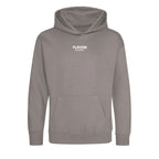 Essentials Collection hoodie – grey kids' hoodie with black Essentials Collection letters and Players Couture logo on the
