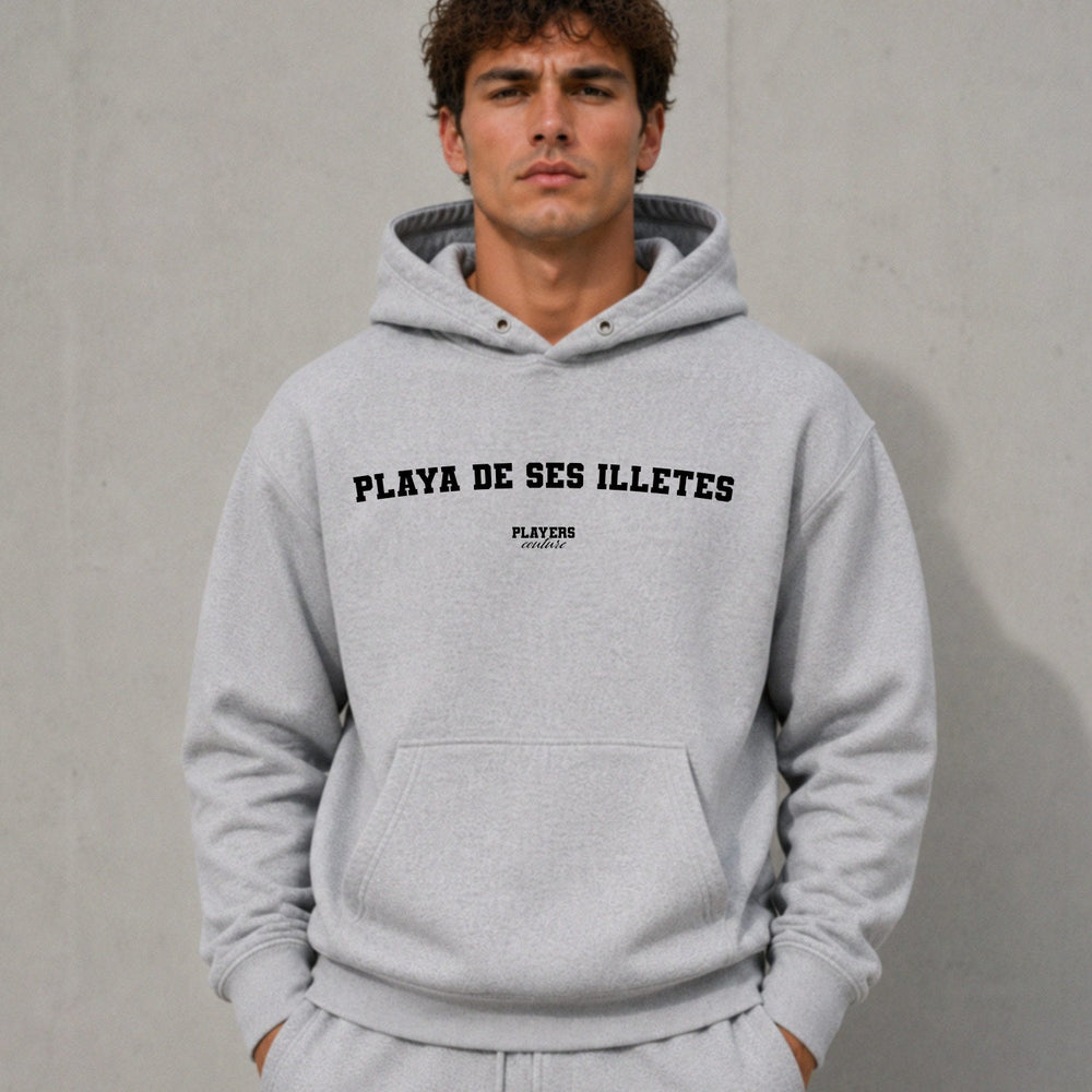 Playa de Ses Illetes name-print hoodie - grey