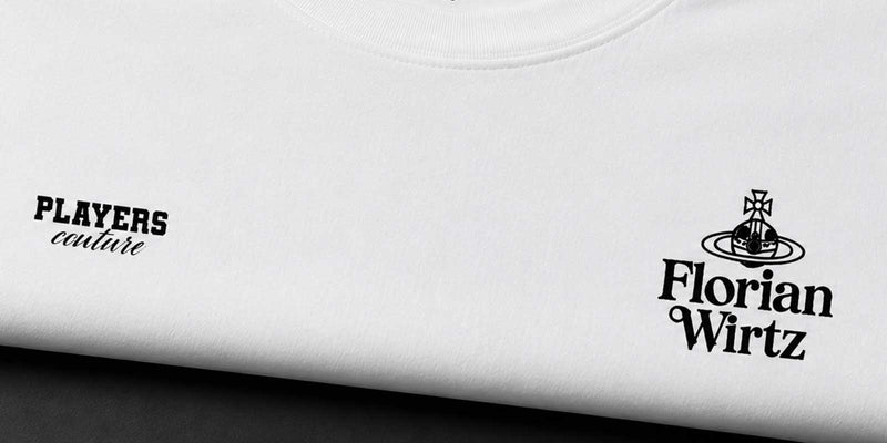 White t-shirt with 'Florian Wirtz' logo and 'Players Culture' text on a white background