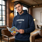 Pokemon hoodie – navy men's hoodie with white Pokemon letters and Players Couture logo on the chest