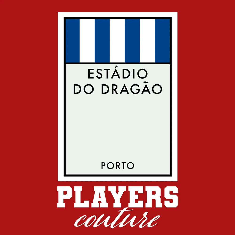 Porto Monopoly Card hoodie – red men's hoodie with white Porto Monopoly Card letters and Players Couture logo on the chest