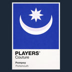 Portsmouth Classic Football Shirt Colours Frame Men's Hoodie – close-up detail shot of the Portsmouth Players Couture logo
