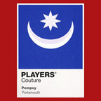 Portsmouth Classic Football Shirt Colours Frame Men's Hoodie – close-up detail shot of the Portsmouth Players Couture logo