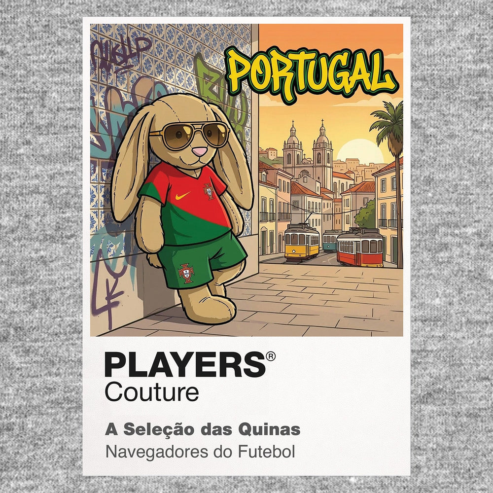 Portugal Football Cool Bunny Kids T-Shirt – Portugal football cool bunny artwork close-up on Gray – Players Couture