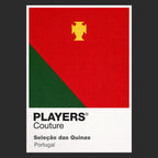 Portugal Classic Football Shirt Colours Frame Men's Hoodie – black close-up detail shot of the Portugal Players Couture logo