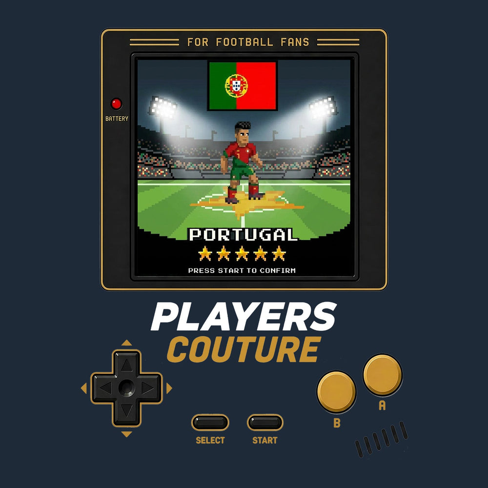 Portugal World Cup 8-Bit Men's T-Shirt retro gaming football design by Players Couture