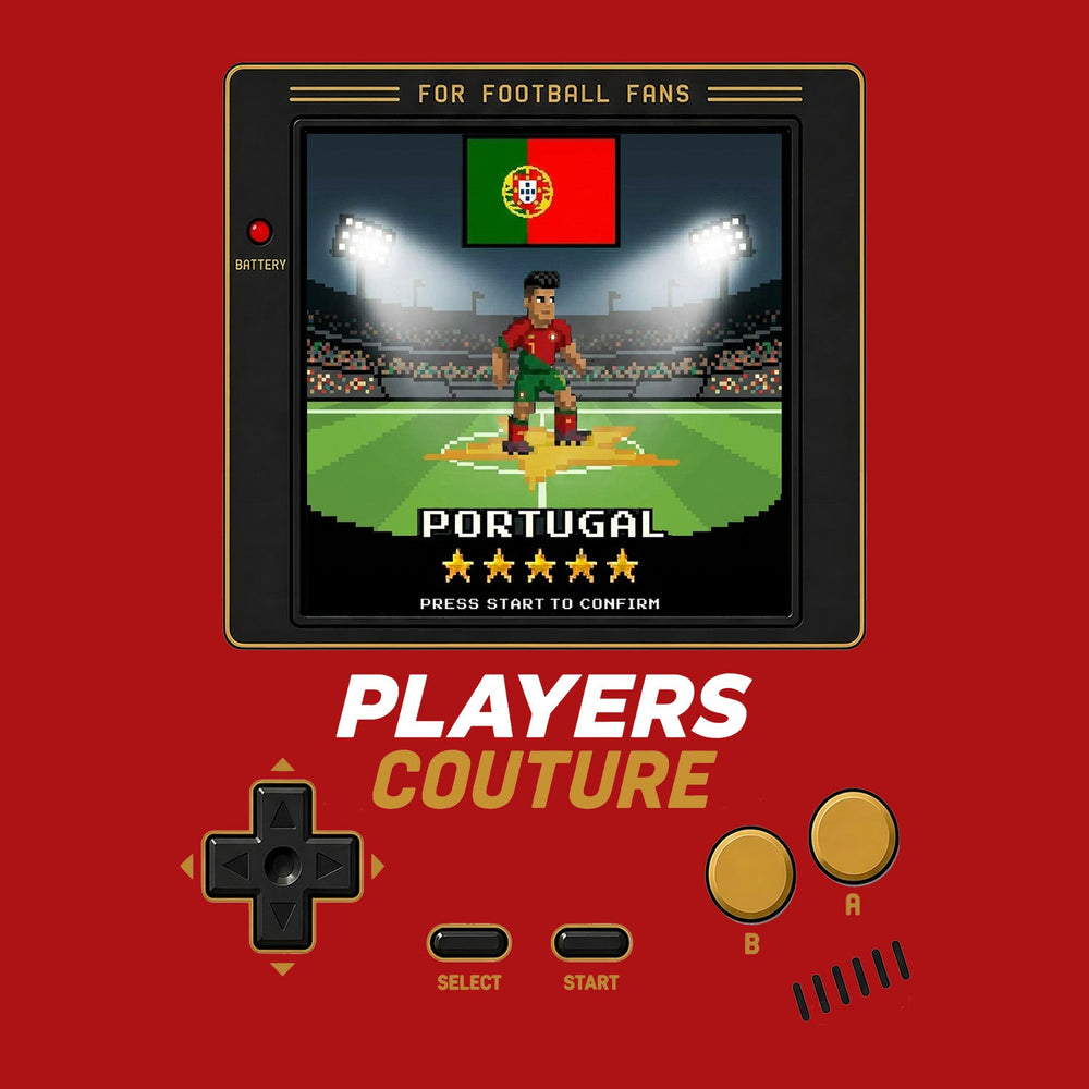 Portugal World Cup 8-Bit Kids T-Shirt retro gaming football design by Players Couture