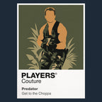 Dutch – Predator Dutch covered in mud and carrying improvised weapons for the final jungle confrontation Icon Frame artwork in navy