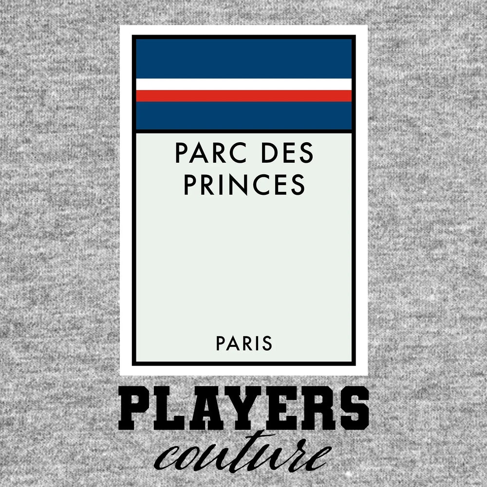 Paris Saint-Germain PSG Monopoly Card hoodie – grey men's hoodie with black Paris Saint-Germain PSG Monopoly Card letters