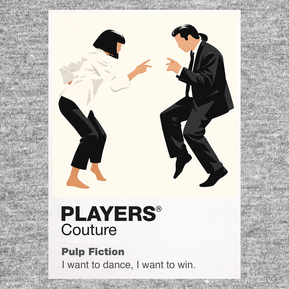 Pulp Fiction – Dance Vincent Vega and Mia Wallace performing their restrained twist at Jack Rabbit Slim's Icon Frame artwork in grey