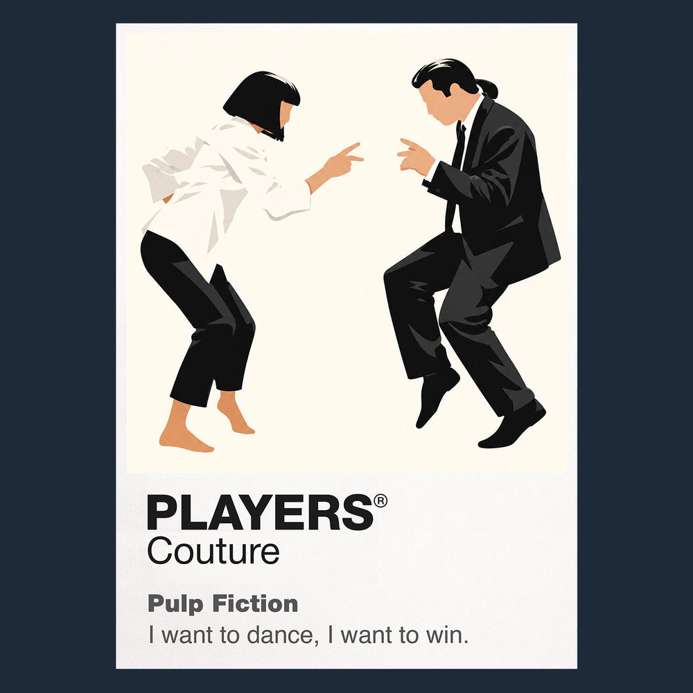 Pulp Fiction – Dance Vincent Vega and Mia Wallace performing their restrained twist at Jack Rabbit Slim's Icon Frame artwork in navy