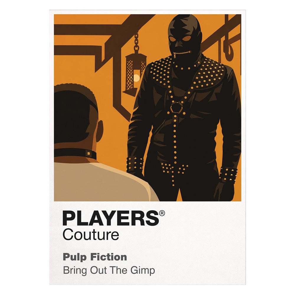 Pulp Fiction – Gimp Scene Butch and Marsellus in the pawn-shop basement sequence where rivalry gives way to survival Icon Frame artwork on white