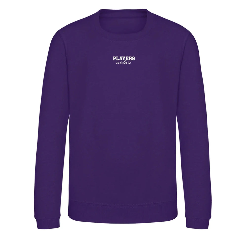 Essentials Collection hoodie – purple kids' hoodie with white Essentials Collection letters and Players Couture logo on the
