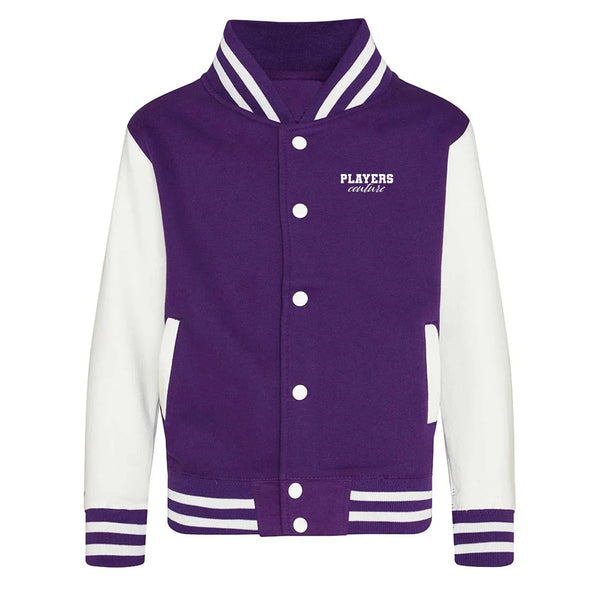 Essentials Collection hoodie – purple kids' hoodie with white Essentials Collection letters and Players Couture logo on the