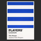 QPR Classic Football Shirt Colours Frame Men's Hoodie – close-up detail shot of the QPR Players Couture logo design