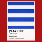 QPR Classic Football Shirt Colours Frame Men's Hoodie – close-up detail shot of the QPR Players Couture logo design