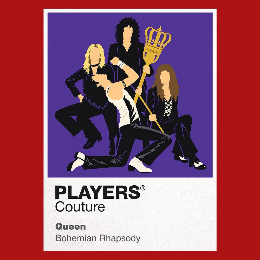 Queen Queen's four-member stage geometry and theatrical live-performance identity Icon Frame artwork in red