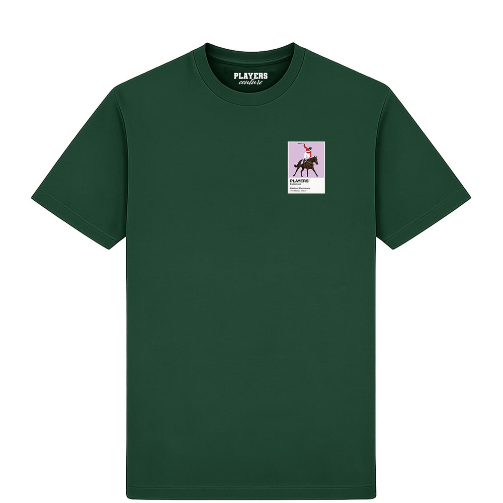 Rachael Blackmore horse racing T-shirt – mens forest green tshirt view