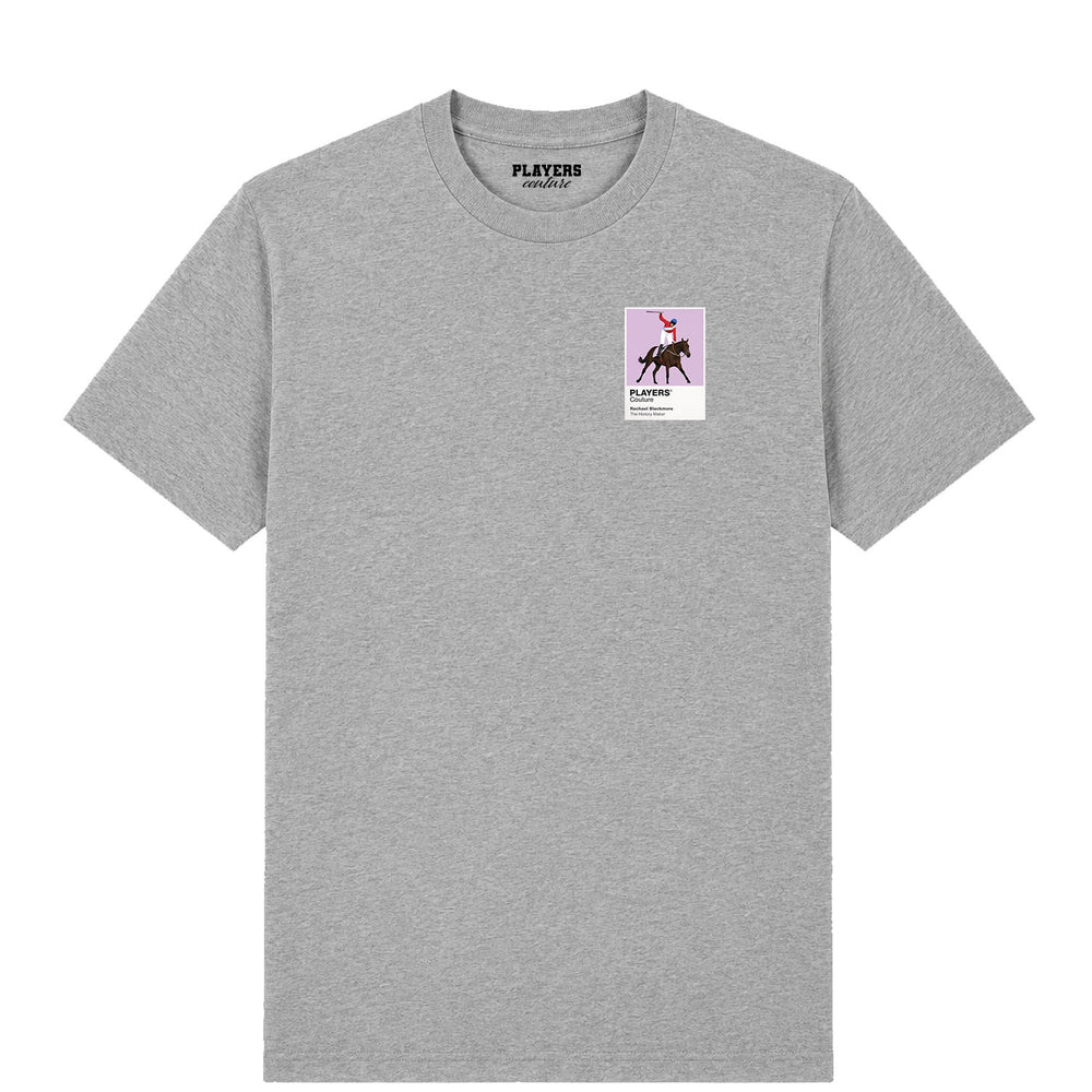 Rachael Blackmore horse racing T-shirt – mens grey tshirt view