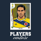 Radamel Falcao World Cup Sticker Men's T-Shirt – navy close-up detail shot of the Radamel Falcao World Cup Players Couture