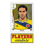 Radamel Falcao World Cup Sticker Men's T-Shirt – close-up detail shot of the Radamel Falcao World Cup Players Couture logo
