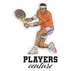 Rafael Nadal Badge Men's Hoodie – black close-up detail shot of the Rafael Nadal Players Couture logo design