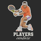 Rafael Nadal Badge Men's Hoodie – white close-up detail shot of the Rafael Nadal Players Couture logo design