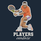 Rafael Nadal Badge Men's Hoodie – white close-up detail shot of the Rafael Nadal Players Couture logo design