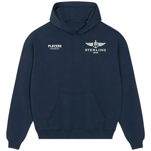 Raheem Sterling hoodie – navy men's hoodie featuring the Raheem Sterling Players Couture logo