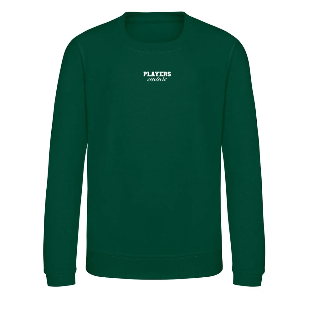 Essentials Collection hoodie – green kids' hoodie with white Essentials Collection letters and Players Couture logo on the