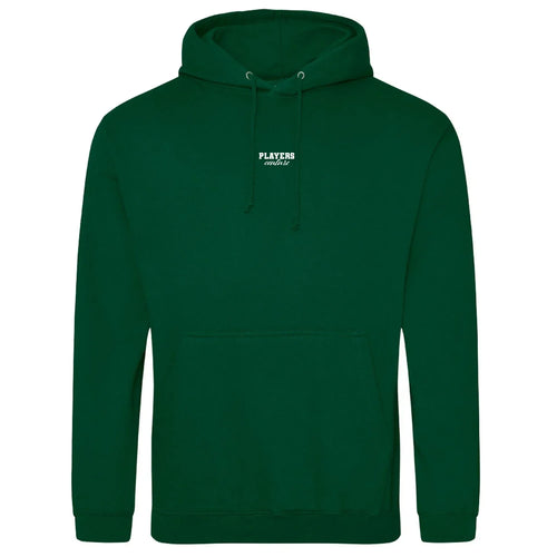 Essentials Collection hoodie – green men's hoodie with white Essentials Collection letters and Players Couture logo on the