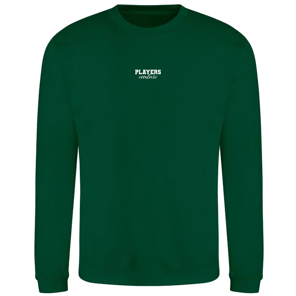 Essentials Collection hoodie – green men's hoodie with white Essentials Collection letters and Players Couture logo on the
