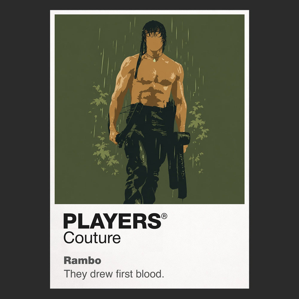 Rambo John Rambo's headband, survival knife and battle-worn former Green Beret silhouette Icon Frame artwork in black