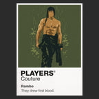 Rambo John Rambo's headband, survival knife and battle-worn former Green Beret silhouette Icon Frame artwork in black