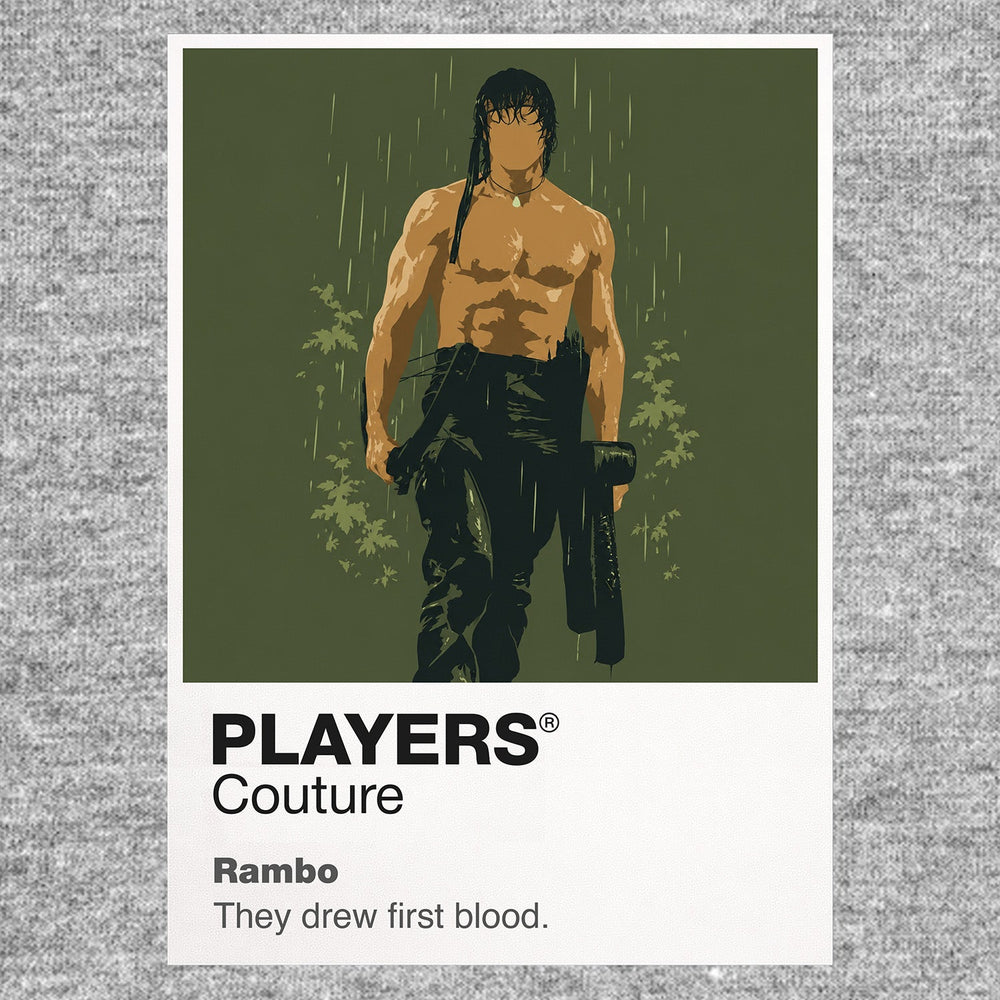 Rambo John Rambo's headband, survival knife and battle-worn former Green Beret silhouette Icon Frame artwork in grey