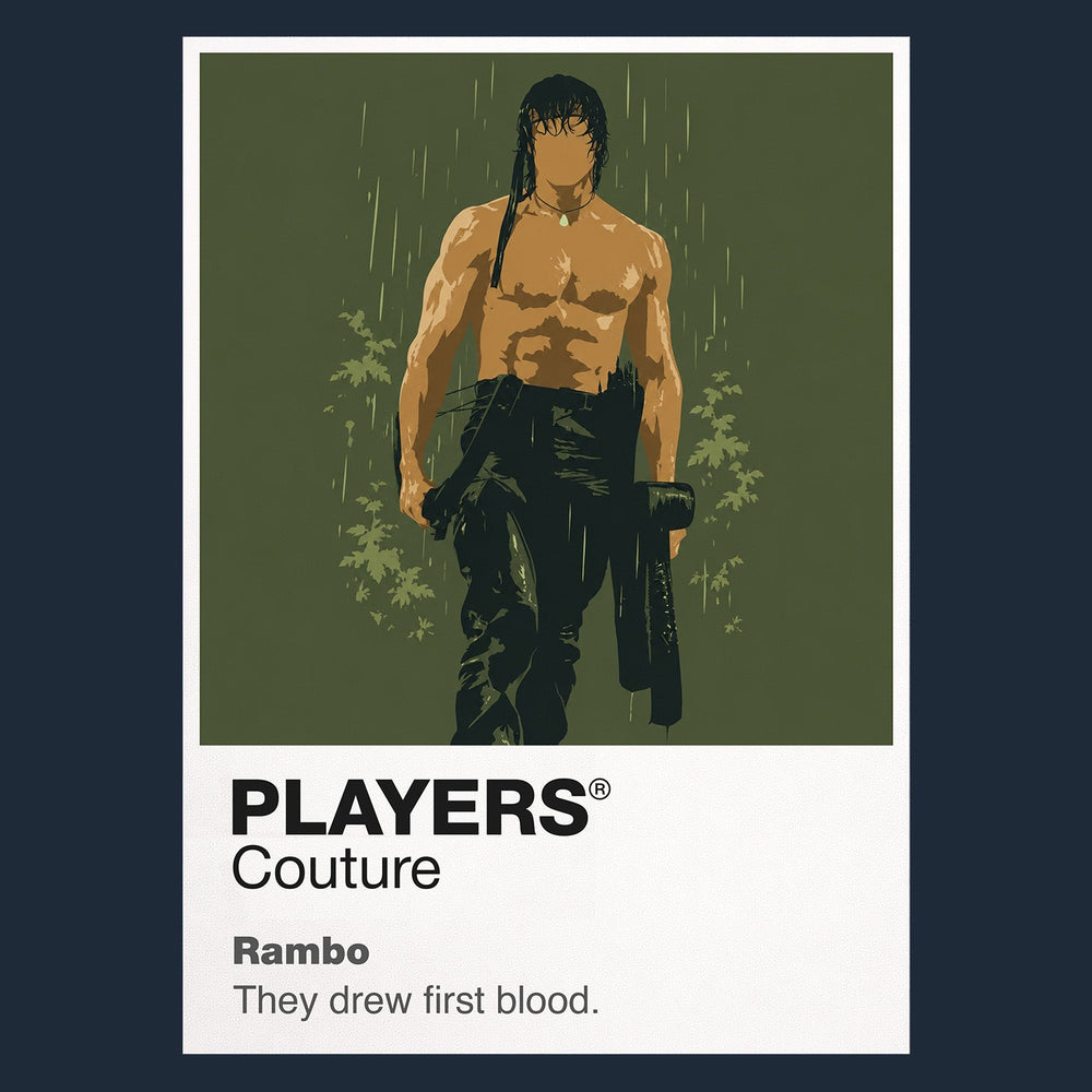 Rambo John Rambo's headband, survival knife and battle-worn former Green Beret silhouette Icon Frame artwork in navy