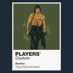 Rambo John Rambo's headband, survival knife and battle-worn former Green Beret silhouette Icon Frame artwork in navy