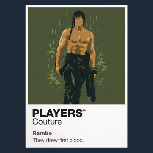 Rambo John Rambo's headband, survival knife and battle-worn former Green Beret silhouette Icon Frame artwork in navy