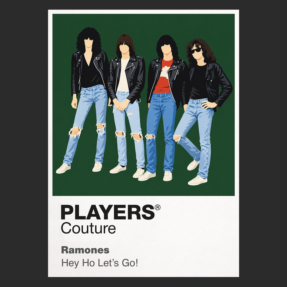 Ramones the Ramones' leather jackets, torn denim and unmistakable four-person line Icon Frame artwork in black