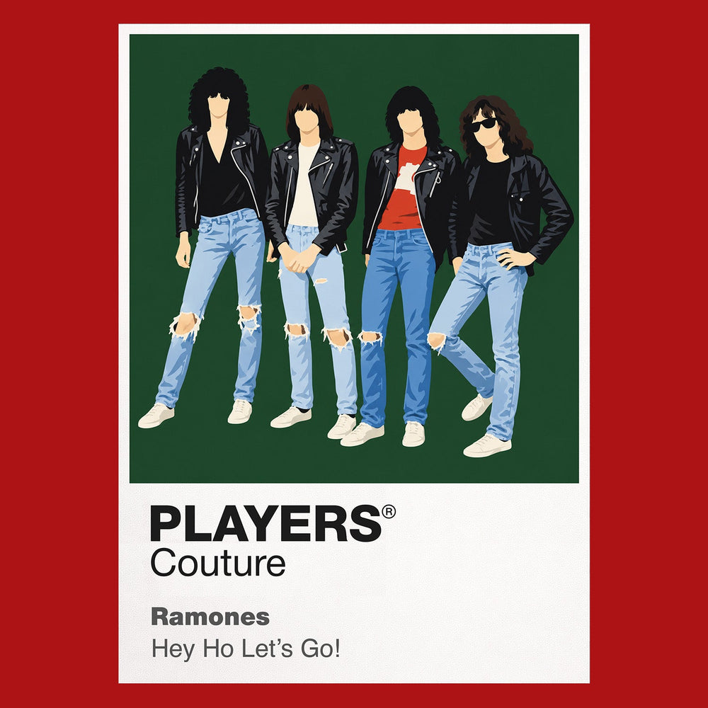 Ramones the Ramones' leather jackets, torn denim and unmistakable four-person line Icon Frame artwork in red