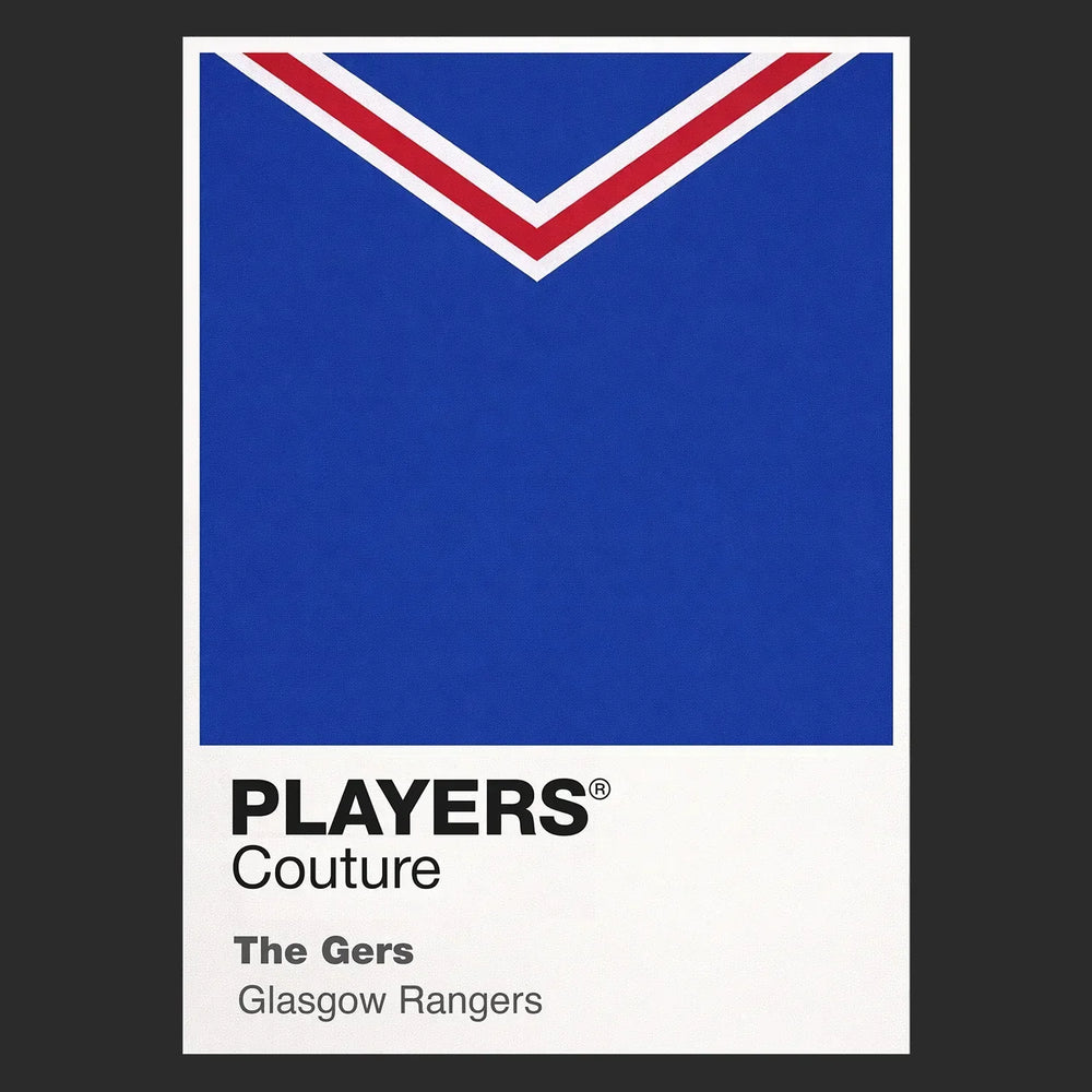 Glasgow Rangers Classic Football Shirt Colours Frame Men's T-Shirt – close-up detail shot of the Glasgow Rangers Players