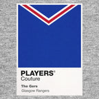 Glasgow Rangers Classic Football Shirt Colours Frame Men's T-Shirt – close-up detail shot of the Glasgow Rangers Players