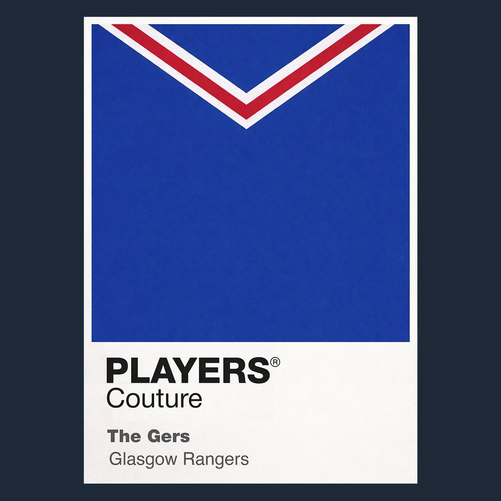 Glasgow Rangers Classic Football Shirt Colours Frame Men's T-Shirt – close-up detail shot of the Glasgow Rangers Players